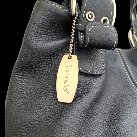 Tignanello Black Pebble Leather Satchel - Picture 2 of 9